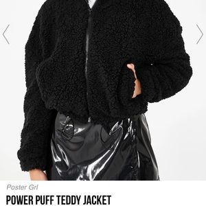 Dolls Kill Poster Grl Black Crop Teddy Jacket